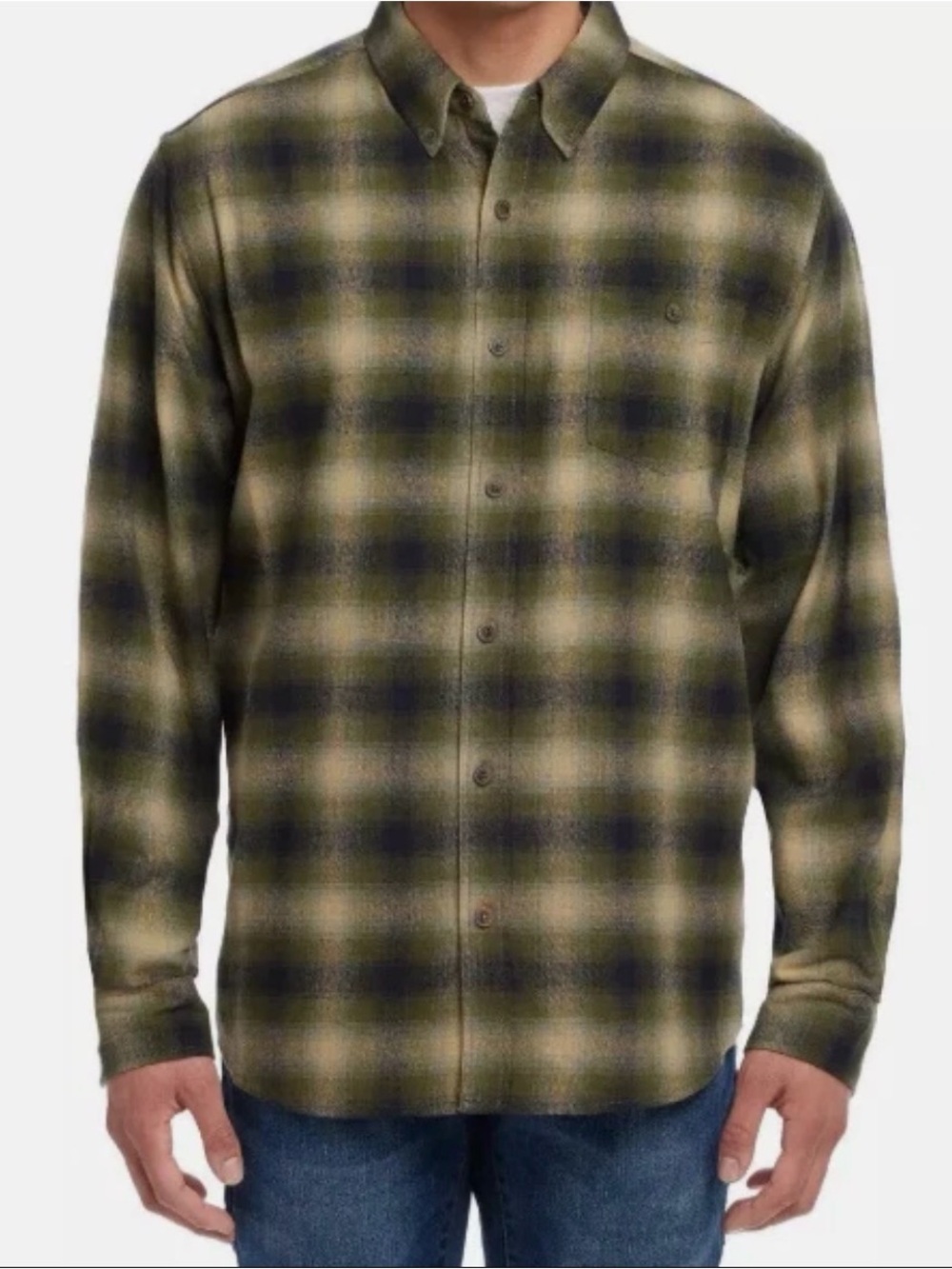 Weatherproof Men's Plaid Button-Down Shirt - Olive Green & Black